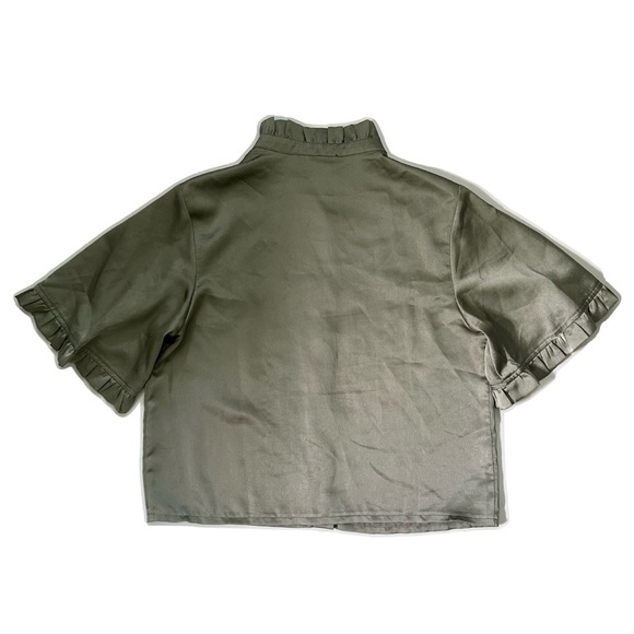 Missguided Khaki Silky Blouse - Picture 3 of 4